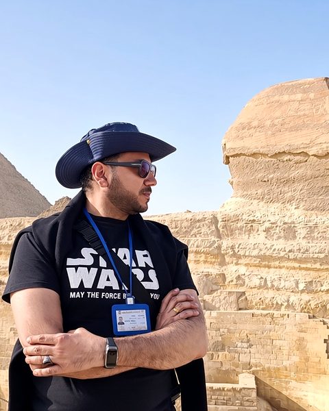 Michael Sabry beside the Great Sphinx